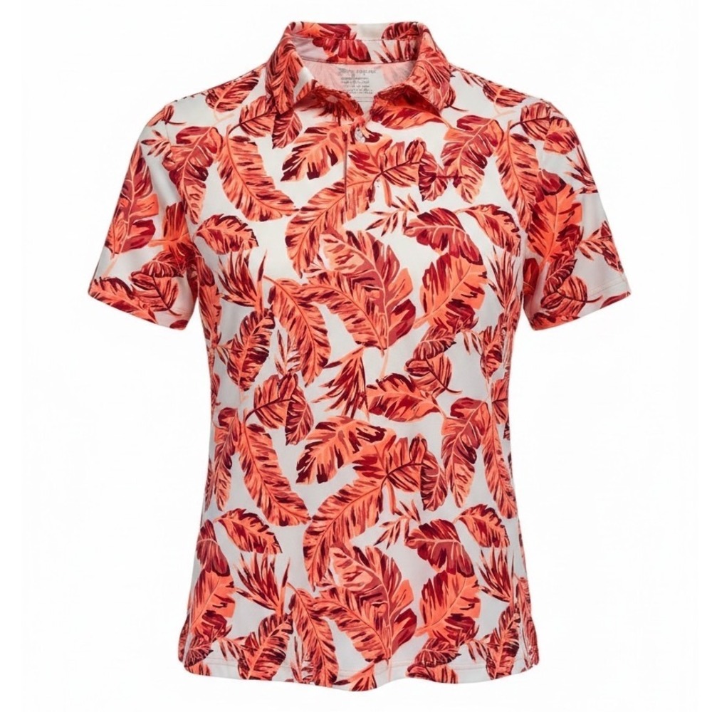 Under Armour Mens Medium Playoff Polo 2.0 Tropical Leaf Orange White (Y37) NWTs